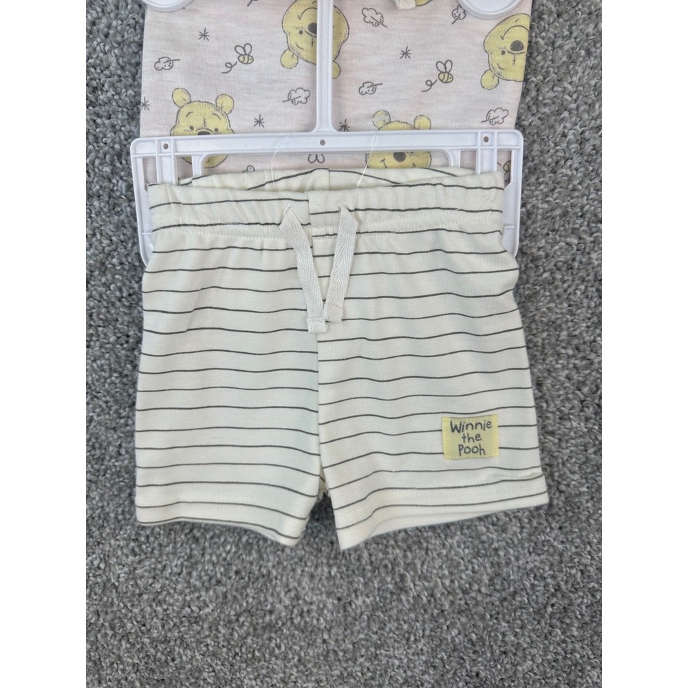 Disney Baby Winnie the Pooh 5 Piece Bodysuit Pants Shorts Hat Set 0-3M NWT - Picture 4 of 8